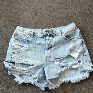 We The Free Ripped Light Blue Jean Shorts